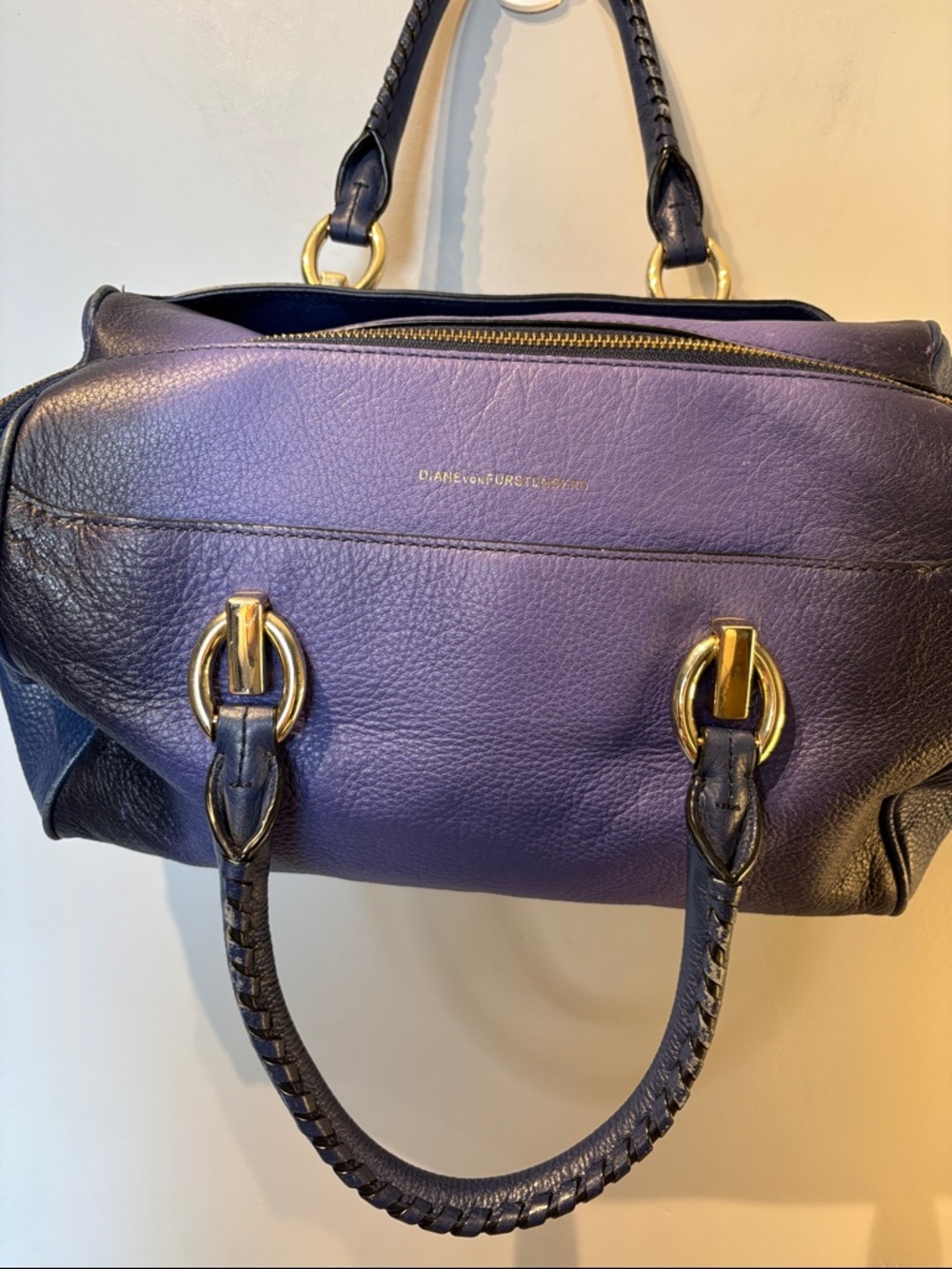 Diane Von Furstenberg Blue Gradient Ombre Leather Bag with Gold Hardware - Picture 5 of 15